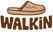 Logo with a clog shoe and the word 'WALKIN' on a white background